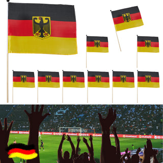 2/10x Stabfahne Deutschland mit Stab Flagge Fahne Schwarz/Rot/Gold Fanartikel Fussball