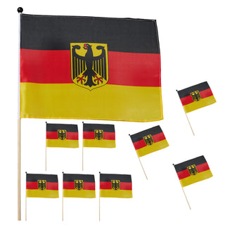 2/10x Stabfahne Deutschland mit Stab Flagge Fahne Schwarz/Rot/Gold Fanartikel Fussball