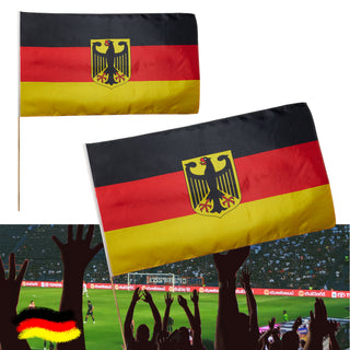 2/10x Stabfahne Deutschland mit Stab Flagge Fahne Schwarz/Rot/Gold Fanartikel Fussball