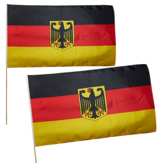 2/10x Stabfahne Deutschland mit Stab Flagge Fahne Schwarz/Rot/Gold Fanartikel Fussball
