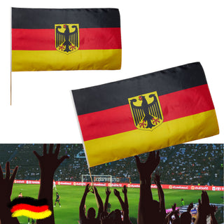2/10x Stabfahne Deutschland mit Stab Flagge Fahne Schwarz/Rot/Gold Fanartikel Fussball