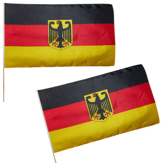2/10x Stabfahne Deutschland mit Stab Flagge Fahne Schwarz/Rot/Gold Fanartikel Fussball