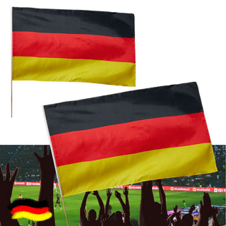 2/10x Stabfahne Deutschland mit Stab Flagge Fahne Schwarz/Rot/Gold Fanartikel Fussball