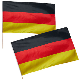 2/10x Stabfahne Deutschland mit Stab Flagge Fahne Schwarz/Rot/Gold Fanartikel Fussball