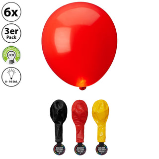 LED Luftballons Deutschland 6x3er Pack Schwarz/Rot/Gold Fanartikel Fussball Ballons Leuchtballons