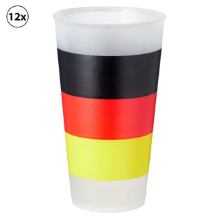 Trinkbecher Deutschland 12er Set ca.0,65l Becher Partybecher Schwarz/Rot/Gold Fanartikel Fussball