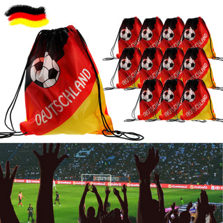 1/12x Matchbeutel Sportbeutel Deutschland Beutel 35x42cm mit Kordel Schwarz/Rot/Gold Fanartikel Fussball