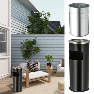 Standascher mit Mülleimer H60cm 30l Metall Fassungsvermögen Säulenform Abfalleimer Standaschenbecher Aschenbecher