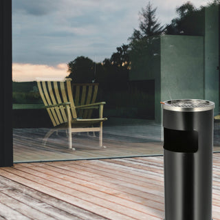 Standascher mit Mülleimer H60cm 30l Metall Fassungsvermögen Säulenform Abfalleimer Standaschenbecher Aschenbecher