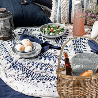 Picknickkorb mit Thermofunktion Rattan 38x34cm Isoliertasche KorbflechterPicknick Henkelkorb Holzdeckel