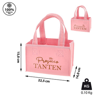Flaschenträger "Prosecco Tanten" rosa 2 Motiven Filz Tasche Tragetasche Filztasche Flaschentasche