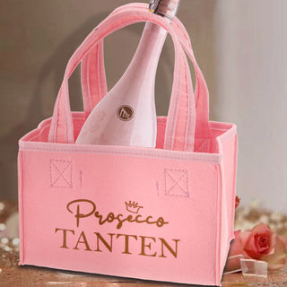 Flaschenträger "Prosecco Tanten" rosa 2 Motiven Filz Tasche Tragetasche Filztasche Flaschentasche