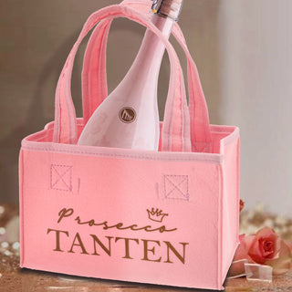 Flaschenträger "Prosecco Tanten" rosa 2 Motiven Filz Tasche Tragetasche Filztasche Flaschentasche