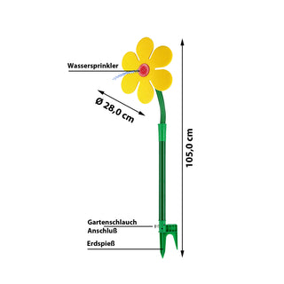 Gartensprinkler Blume gelb H105cm Sprinklerblume Erdspieß Sonnenblume Bewässerung Garten Beet