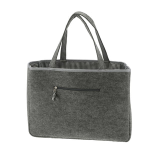 Einkaufstasche "Markttasche" Filz 45x33x14cm kariertes Kunstoffinlet Seitenfach Reißverschluss Henkeltasche Filztasche Shopper
