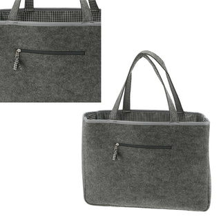 Einkaufstasche "Markttasche" Filz 45x33x14cm kariertes Kunstoffinlet Seitenfach Reißverschluss Henkeltasche Filztasche Shopper