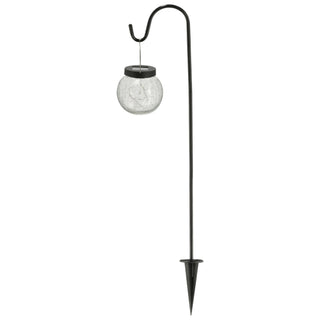 Solar LED Leuchte H70cm Gartenstecker Kugel Crackle-Design Solarpanel 20 LEDs warmweiß Wegelicht Gartenleuchte