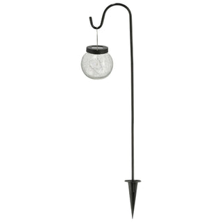 Solar LED Leuchte H70cm Gartenstecker Kugel Crackle-Design Solarpanel 20 LEDs warmweiß Wegelicht Gartenleuchte