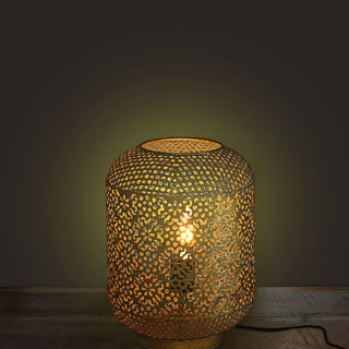 Bodenlampe Mandala H:34/45/53cm Eisen Lampe Leuchte orientalisch gold/weiß Stehlampe