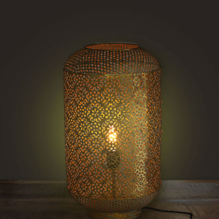 Bodenlampe Mandala H:34/45/53cm Eisen Lampe Leuchte orientalisch gold/weiß Stehlampe