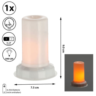 Leuchtmittel Flammenlicht LED Kerze für Windlichter 9x7,5cm Flammenoptik Timerfunktion batteriebetrieben Leuchte Lampe Licht