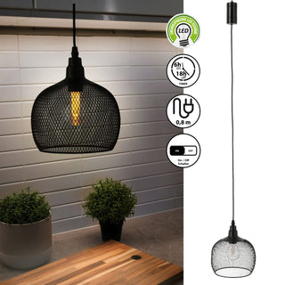 LED Hängeleuchte batteriebetrieben schwarz Eisen Pendellampe Lampe Timerfunktion Deckenlampe Outdoorlampe