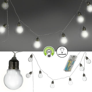 Lichterkette 8 Glühbirnen L150cm warmweiß batteriebetrieben Metall Kunststoff Girlande Leuchtkette Dekobeleuchtung