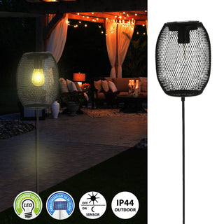 LED Solar Stecker "Netz" 14x18cm H100cm Gartenstecker Eisen warmweiß Gartenleuchte Gartenlampe Netzoptik