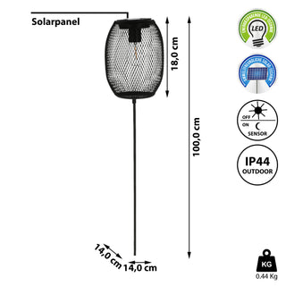 LED Solar Stecker "Netz" 14x18cm H100cm Gartenstecker Eisen warmweiß Gartenleuchte Gartenlampe Netzoptik