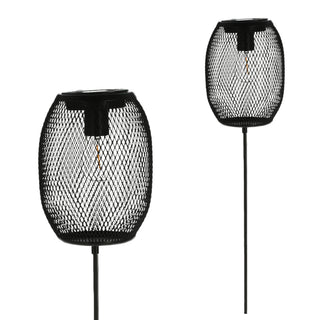LED Solar Stecker "Netz" 14x18cm H100cm Gartenstecker Eisen warmweiß Gartenleuchte Gartenlampe Netzoptik