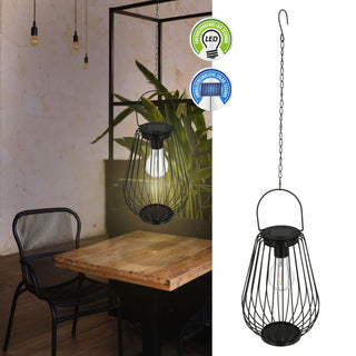 LED Solarlampe zum Aufhängen Metallstreben 16x22cm H70cm Eisen Pendellampe Lampe Deckenlampe Outdoorlampe