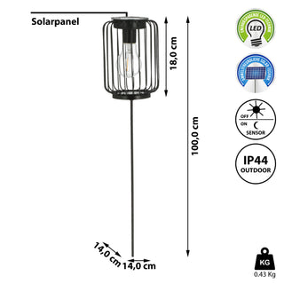 LED Solar Stecker "Streben" 14x18cm H100cm Gartenstecker Eisen warmweiß Gartenleuchte Gartenlampe Netzoptik