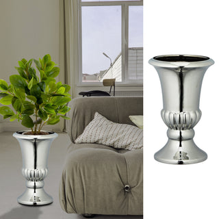 Bodenvase silber glänzend H:16/20/25cm Steinzeug Blumenvase Dekovase Steingut-Vase