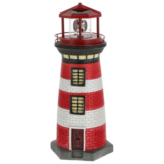 LED Solar Leuchtturm H38cm rot weiß Gartendeko Leuchtfeuer Turm Leuchtfeuer Solarbeleuchtung