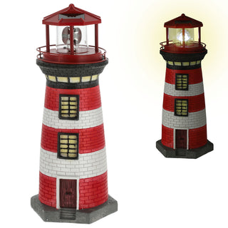 LED Solar Leuchtturm H38cm rot weiß Gartendeko Leuchtfeuer Turm Leuchtfeuer Solarbeleuchtung