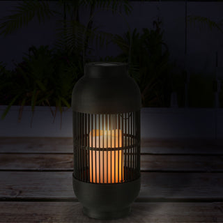 Solar Laterne Henkel 15x33cm Tischlampe Gartenleuchte Wegelampe  warmweiß 12 Leds Gitterdesign