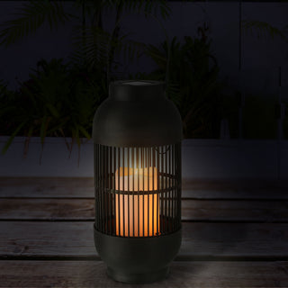 Solar Laterne Henkel 15x33cm Tischlampe Gartenleuchte Wegelampe  warmweiß 12 Leds Gitterdesign