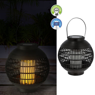 Solar Laterne Henkel 22x23cm bauchig Tischlampe Gartenleuchte Wegelampe warmweiß 12 Leds Gitterdesign
