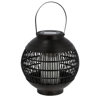 LED Solar Laterne Henkel 11x13cm Kunststoff schwarz Gartenleuchte Flammenflackern warmweiß 12 SMD Leds IP44