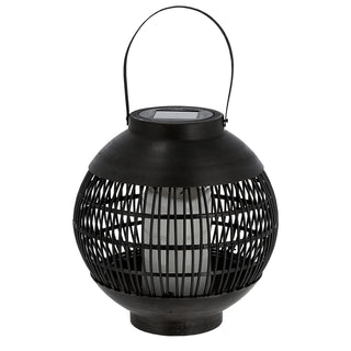 LED Solar Laterne Henkel 11x13cm Kunststoff schwarz Gartenleuchte Flammenflackern warmweiß 12 SMD Leds IP44