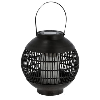 LED Solar Laterne Henkel 11x13cm Kunststoff schwarz Gartenleuchte Flammenflackern warmweiß 12 SMD Leds IP44