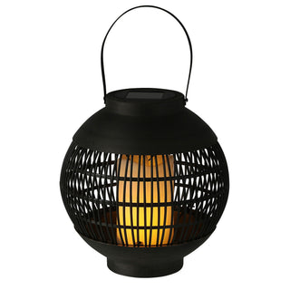 Solar Laterne Henkel 22x23cm bauchig Tischlampe Gartenleuchte Wegelampe warmweiß 12 Leds Gitterdesign