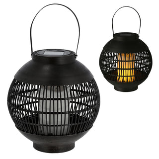 Solar Laterne Henkel 22x23cm bauchig Tischlampe Gartenleuchte Wegelampe warmweiß 12 Leds Gitterdesign