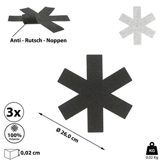 3x Pfannenschutzmatte Filz Ø:26/35/38cm 2 Farben Schutzmatte Pfannenschoner Anti-Rutschnoppen Untersetzer