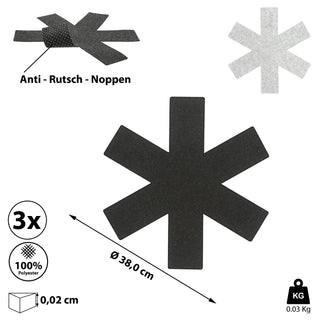 3x Pfannenschutzmatte Filz Ø:26/35/38cm 2 Farben Schutzmatte Pfannenschoner Anti-Rutschnoppen Untersetzer