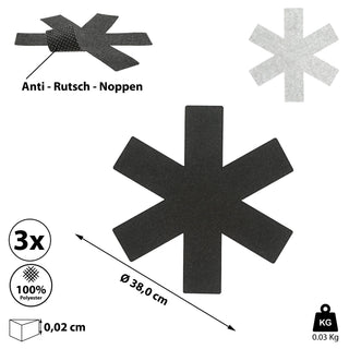 3x Pfannenschutzmatte Filz Ø:26/35/38cm 2 Farben Schutzmatte Pfannenschoner Anti-Rutschnoppen Untersetzer