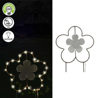 Gartenstecker LED "Blume" H:30/40100cm Eisen batteriebetrieben 6/18 Timer 20/30/35 warmweiße LEDs Gartenlicht Outdoorbeleuchtung