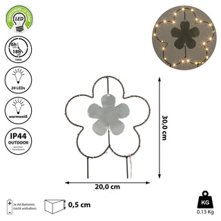 Gartenstecker LED "Blume" H:30/40100cm Eisen batteriebetrieben 6/18 Timer 20/30/35 warmweiße LEDs Gartenlicht Outdoorbeleuchtung