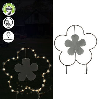 Gartenstecker LED "Blume" H:30/40100cm Eisen batteriebetrieben 6/18 Timer 20/30/35 warmweiße LEDs Gartenlicht Outdoorbeleuchtung