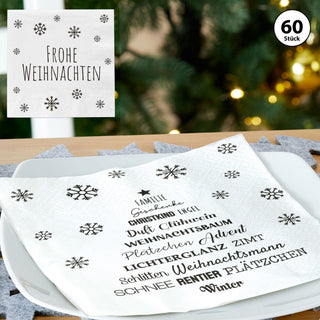 Servietten "Christmastree" weiß 60er Set 3lagig Papierserviette Motivserviette stoffähnlich Tuch